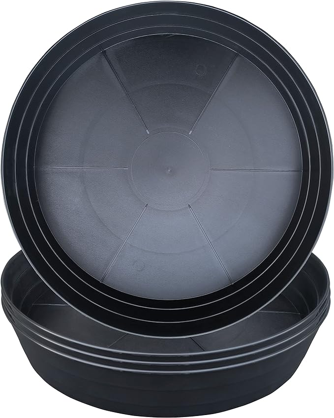 16 Inch Large Plant Saucers, Extra-Deep 2.3 in Black Drip Trays by LWALRS