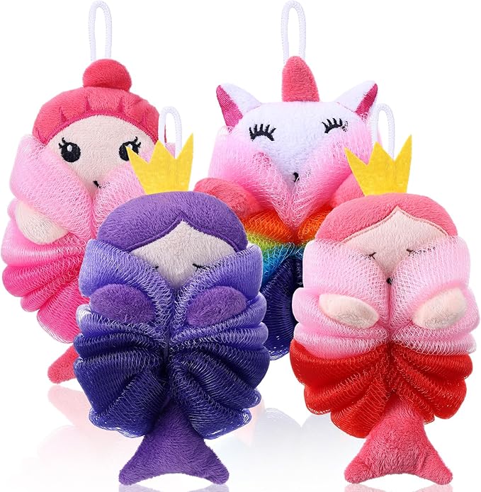 Tatuo 4 Pcs Animal Bath Loofahs Kids Body Loofah Cartoon Shower Cute Bath - Image 6