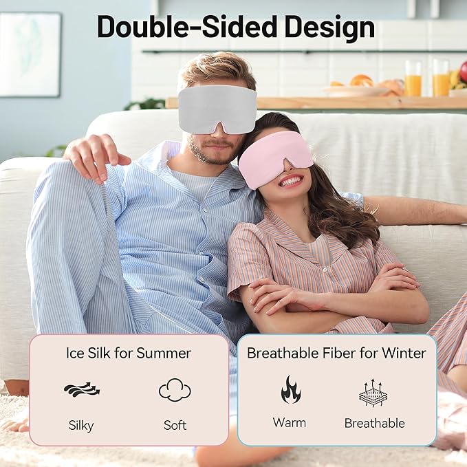 LOVE EYE Dual Side Sleep Mask, Ice Silk Eye Sleeping Mask & Blindfold - Image 4