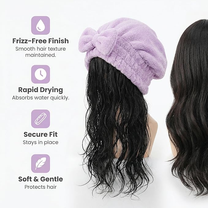 Microfiber Hair Towel Wrap for Women, Quick Drying Anti Frizz Hair Turban - Image 9