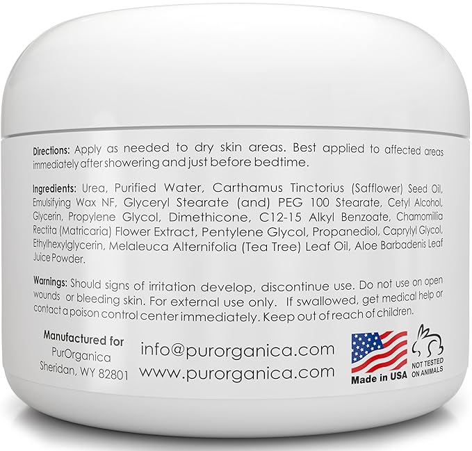 PurOrganica Urea Cream 40% – Made in USA, Maximum Strength Foot Cream - Image 7