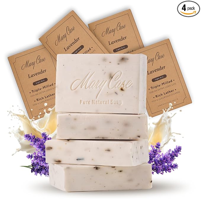 Mary Case Goat Milk & Lavender Bar Soap Set of 4 | Natural Soap by MARYCASEHOMEBEAUTYFASHION