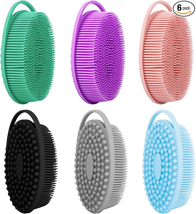 Soft Silicone Body Scrubber 6 PCS Silicone Body Shower, Silicone Loofah 2 in 4 by Bsofing