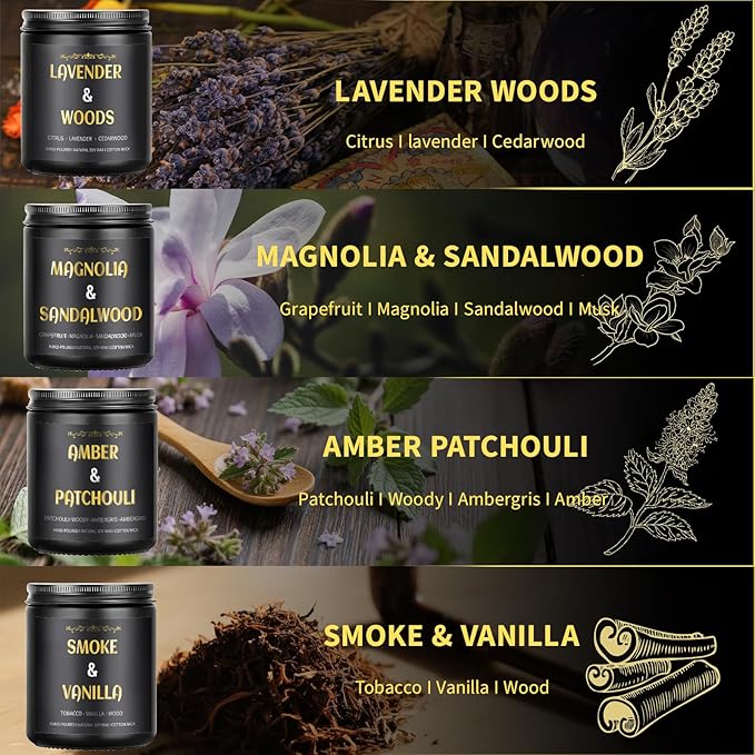 Scented Candles for Men, 4 Pack Mens Candle Gift Set, Relaxation Candles for - Image 3