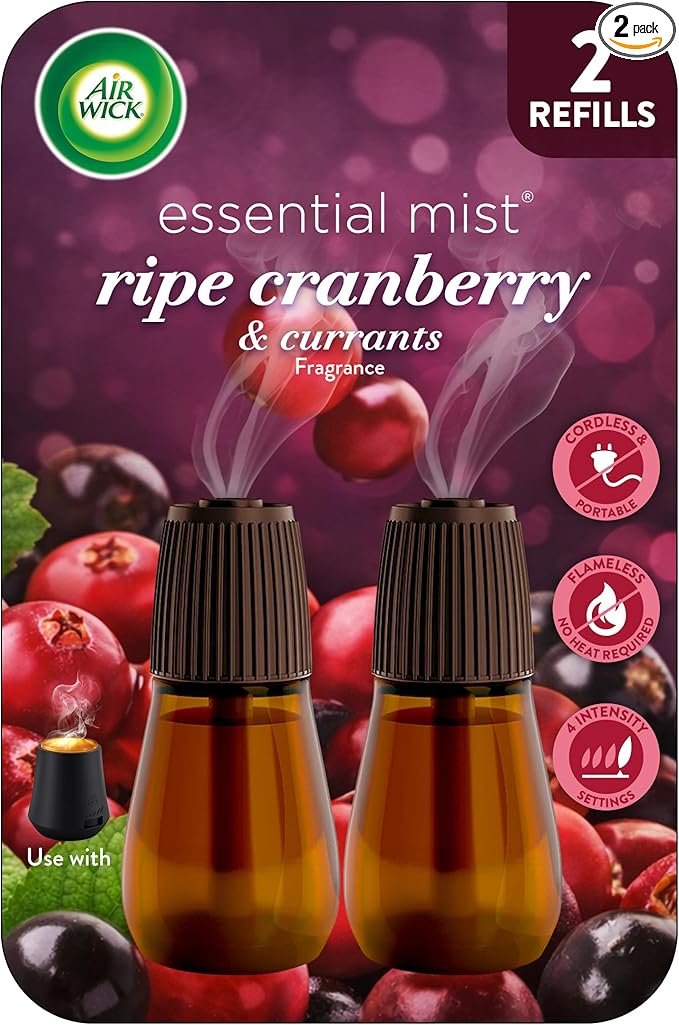 Air Wick Essential Mist – Twin Refill Ripe Cranberry & Currants, 2 Refills by AirWick