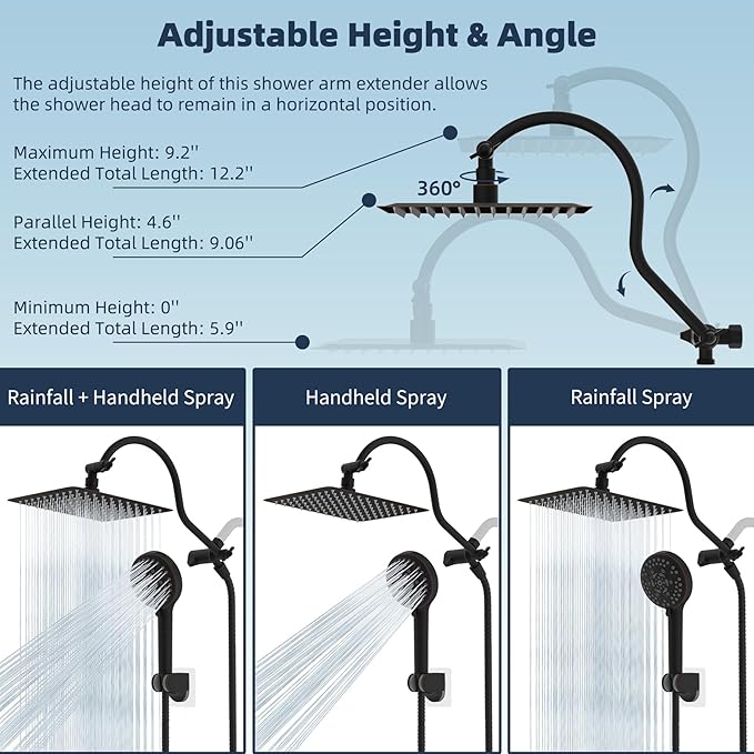 Hibbent All Metal CUPC Certified Shower Head, Handheld Showerhead Combo - Image 6