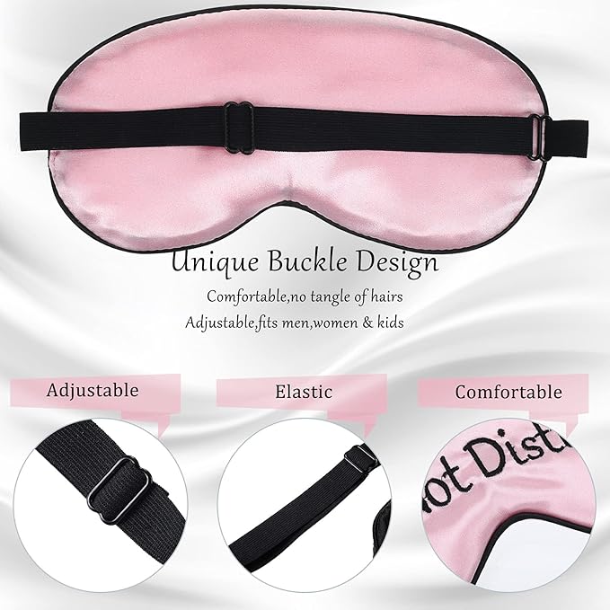 Geyoga 4 Pieces Funny Eye Mask for Sleep Soft Satin Eye Mask Blackout Blindfold - Image 4