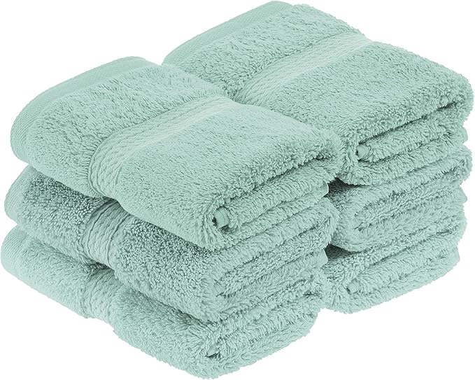 Superior Egyptian Cotton Pile Face Towel/Washcloth Set of 6, Ultra Soft Luxury by SUPERIOR