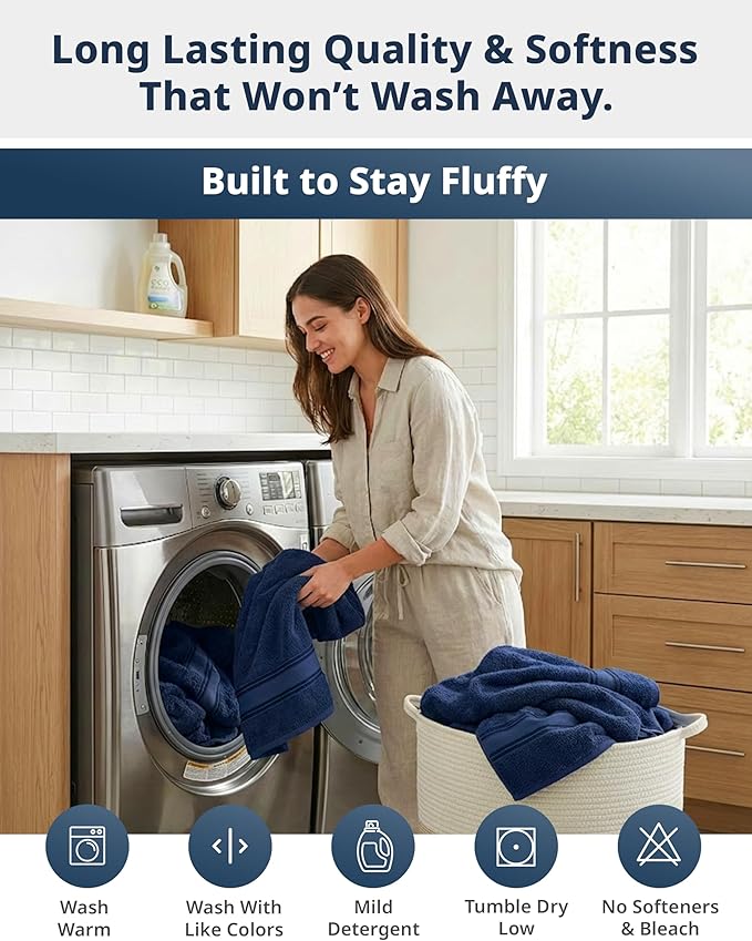 LANE LINEN 100% Cotton 4 Pack Bath Towels - Image 9