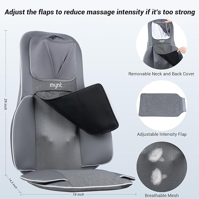 Mynt Back and Neck Massager for Pain Relief Deep Tissue, 3D Shiatsu Acupressure - Image 6