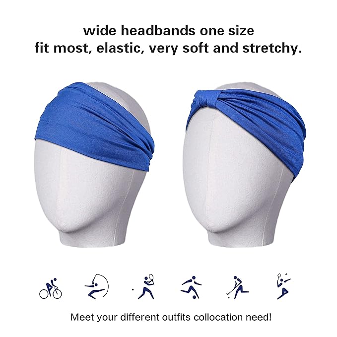 GiLi 6 Pack Wide Headbands for Women Non Slip Soft Elastic Hair Bands Yoga - Image 4