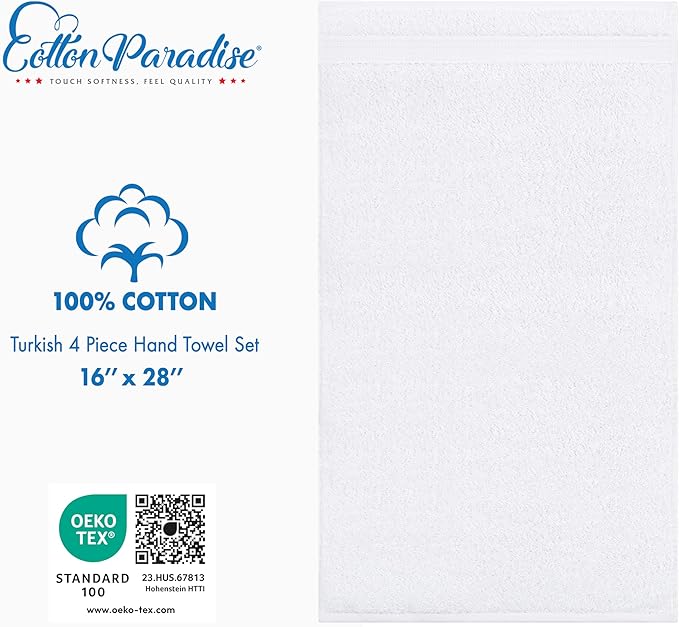 Cotton Paradise Hand Towels for Bathroom, 100% Cotton Turkish 4 Piece Hand - Image 4