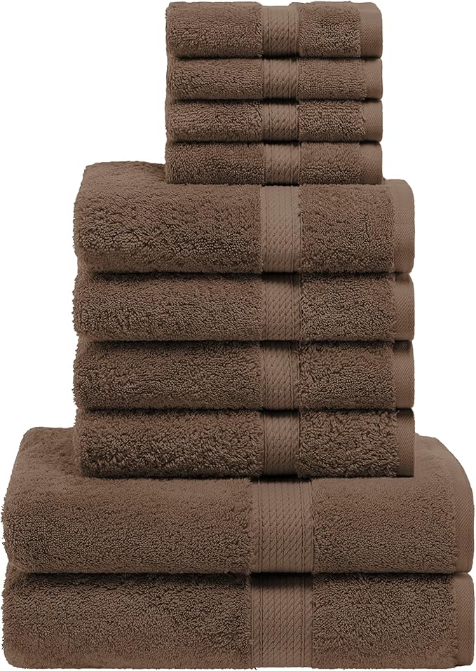 Superior Egyptian Cotton Pile 10 Piece Towel Set, Includes 2 Bath, 4 Hand by SUPERIOR