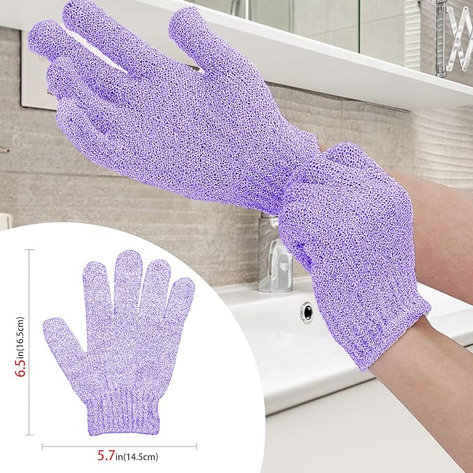 4 Pairs Bath Gloves, Body Scrub Mitts, Shower Scrubber Gloves - Image 2