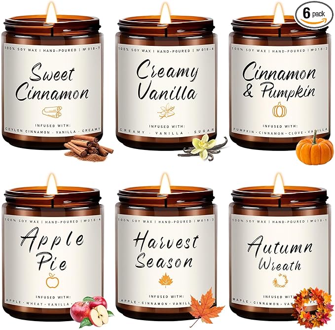Auelife Scented Candles, 6 Pack Winter Candle Set, 42 oz Holiday Soy Candles by Auelife