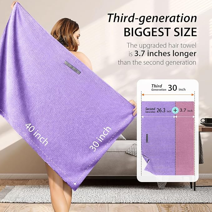 YFONG X-Large Hair Towel Wrap for Women, Super Absorbent Microfiber Hair Towel - Image 5