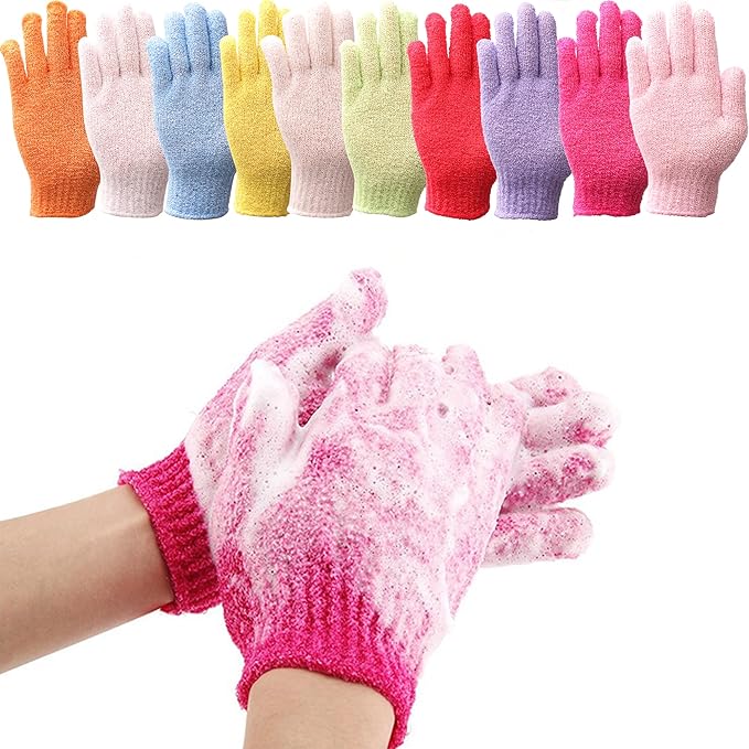 IBLUE Shower Gloves, Double Sided Exfoliating Bath Body Scrub Gloves - Image 5