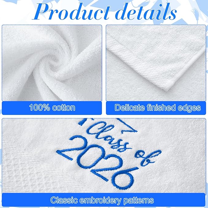 MASHAN Class of 2026 Graduation Hand Towels 3 Pack, 100% Cotton Soft Absorbent - Image 3