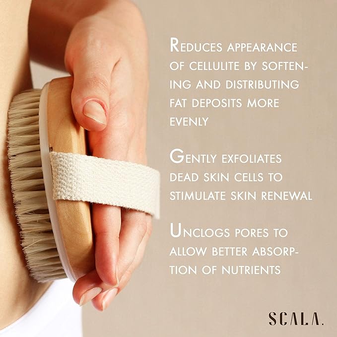 Dry Brushing Body Brush SCALA Natural Bristle Body Brush, Soft Body Exfoliating - Image 6