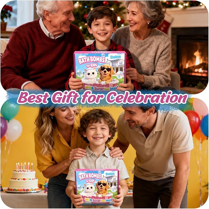 Kids Bath Bombs with Surprise Inside, Dog & Cat Toys Pretend Playset, Bubble - Image 7