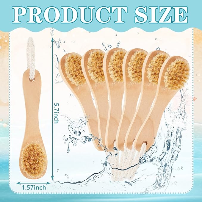 Nuanchu 6 Pcs Wooden Face Cleaning Brush Facial Exfoliator Brush Dry Scrubber - Image 2