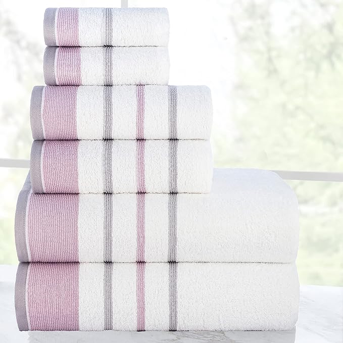 CASA COPENHAGEN White Bay 6Pcs 100% Egyptian Cotton Large Designer Towels Gift - Image 3