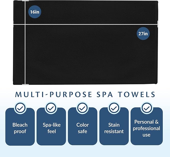 Black Bleach Proof Towels Set, 24 Pack 100% Cotton 16" X 27" Color Safe - Image 6
