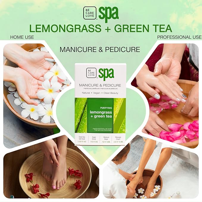 Lemongrass + Green Tea 4-in-1 Manicure & Pedicure Spa Set – Exfoliate, Hydrate - Image 4