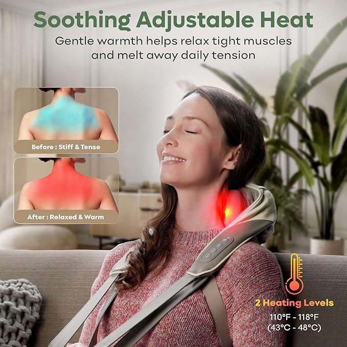 adomii Electric Neck and Back Massager, Heat Function Deep Tissue Cordless Neck - Image 3