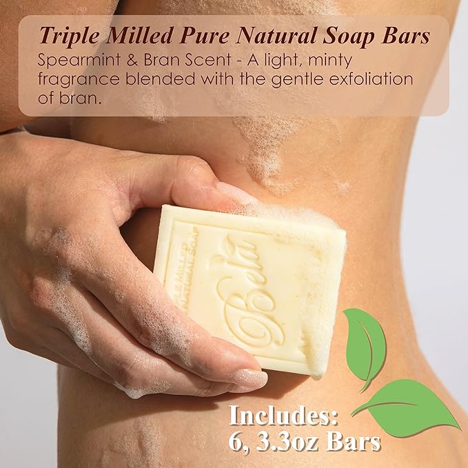BELA Spearmint and Bran Soap 3.3 OZ- French Triple Milled Bar Soap - Image 2
