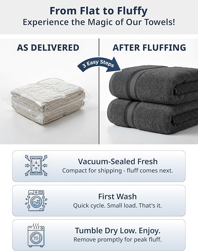 LANE LINEN 100% Cotton Bath Towels Set of 4 - Image 6