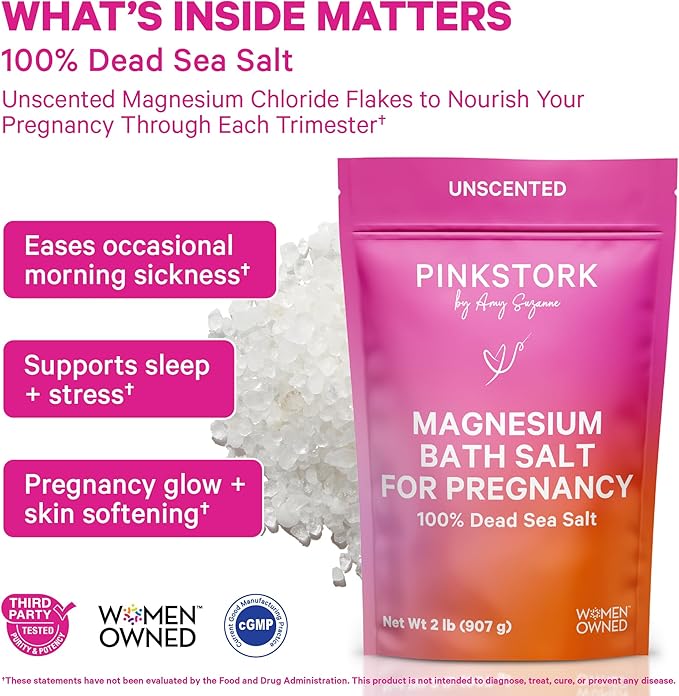 Pink Stork Pregnancy Bath Soak – Unscented Magnesium Flakes - Image 2
