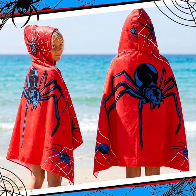 Peryiter 1 Pcs Spider Hooded Bath and Beach Towel 100% Cotton Pool Towels - Image 5
