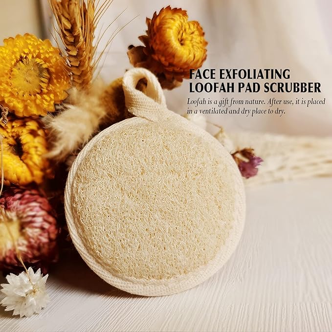 YIQINGJIE Natural Loofah Exfoliating Face Scrubber, Facial Scrubber Loofa Pads - Image 5