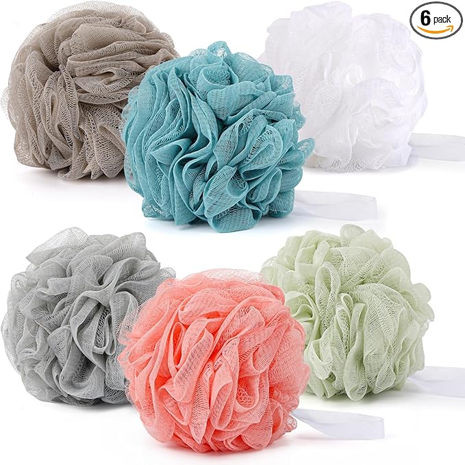 BTYMS 75g/Pc Large Loofah Bath Sponge, XL Exfoliating Puffs Shower Scrunchies by BTYMS