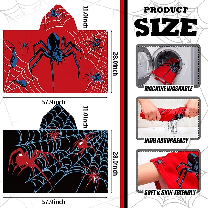 Peryiter 2 Pcs Spider Beach Towel Quick Dry Towels Swimming Bath Shower Pool - Image 3