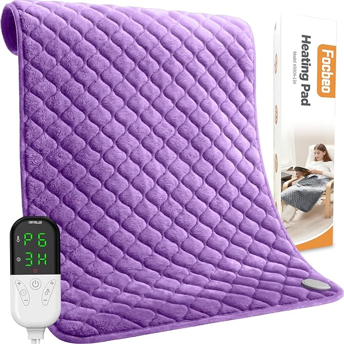 King Size Heating Pad for Back Pain 32"x24" Extra Large Electric Heating Pad by FocbeoHeatingPad