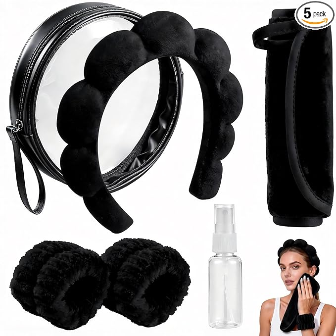 Real Perfection Spa Headband for Washing Face, Skincare Headband Wristband Set by Real+Perfection