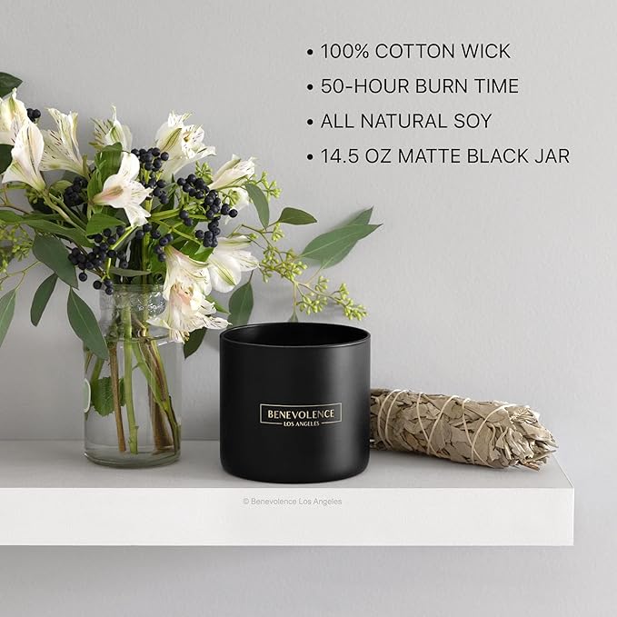 Benevolence LA 3 Wick Candle, Bergamot & Jasmine Large Christmas Scented - Image 3