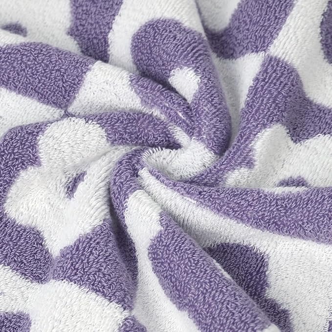 Jacquotha 2-Pieces Luxury Bath Towels Checkered Floral, Cute Bathroom Decor - Image 4
