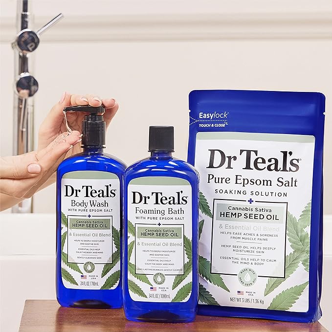 Dr Teal's Foaming Bath with Pure Epsom Salt, Cannabis Sativa Hemp Seed Oil - Image 6