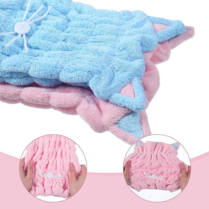 2Pcs Microfiber Hair Towel Wrap, Microfiber Hair Drying Towel Wraps - Image 6