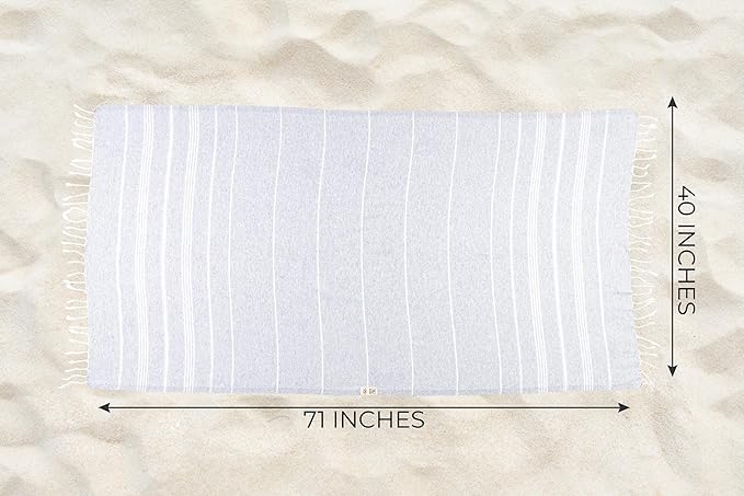 Ray Silver Turkish Beach Towel – 100% Cotton 40x71 Quick Dry Oversized Sand - Image 6