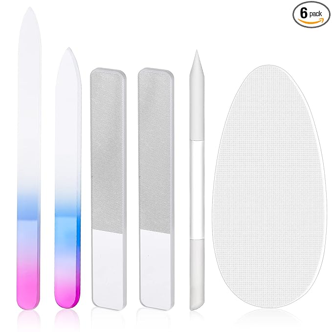 Zhehao 6 Pcs Glass Nail File and Nail Shiner Set Manicure Pedicure Glass File by Zhehao