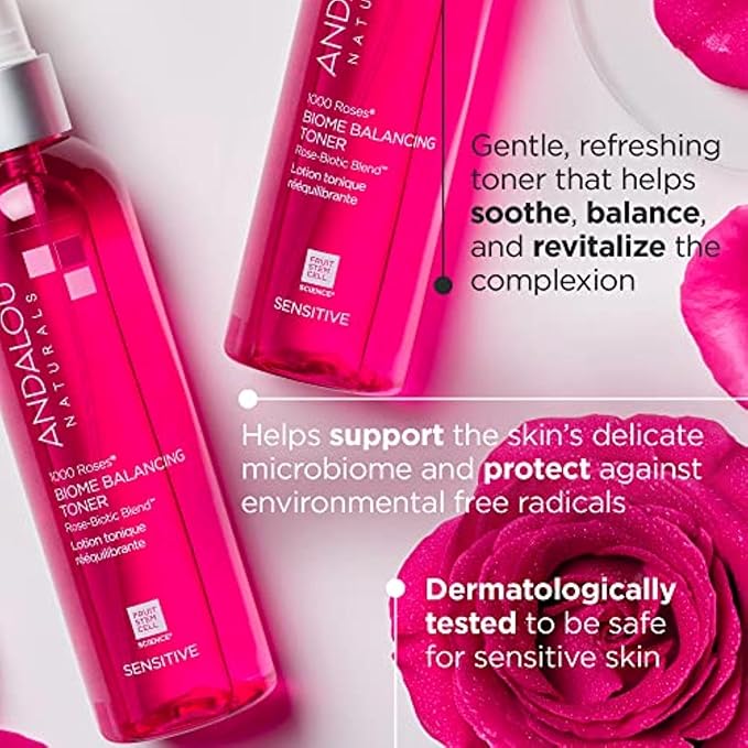 Andalou Naturals Toner, 1000 Roses Biome Balancing Facial Toner, Refreshing & - Image 3