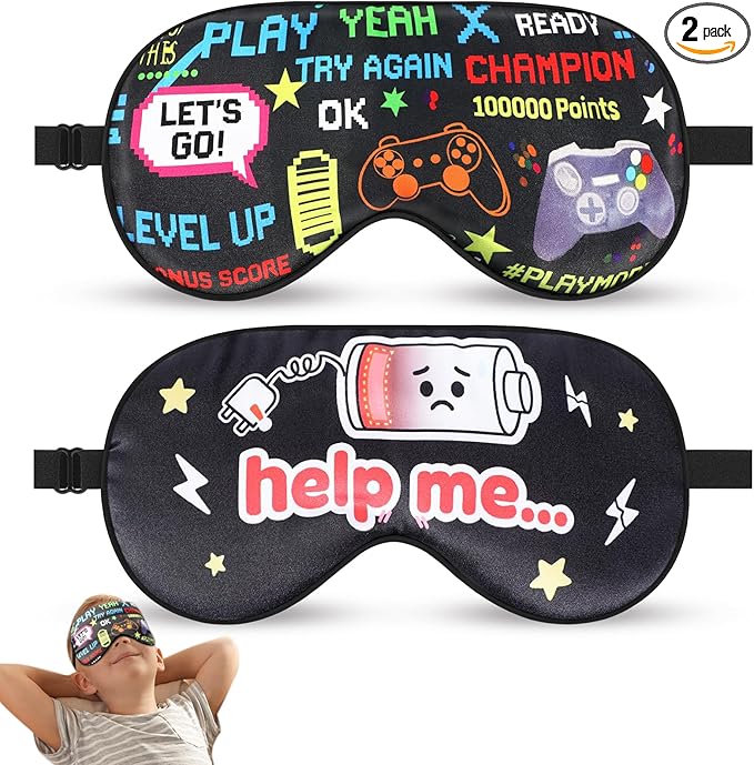 2 Pcs Boys Sleep Eye Mask, Guys Blackout Sleeping Silk Mask by knIykmr