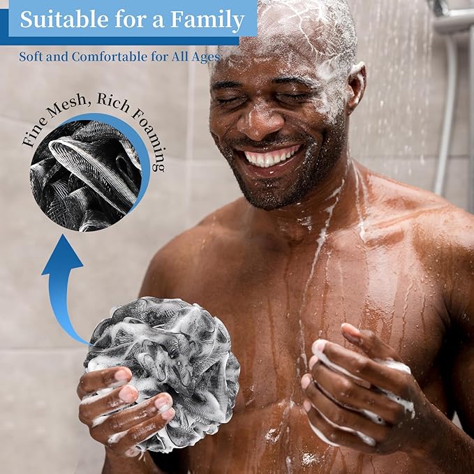 BCKENEY Bath Loofah Shower Sponge Body Back Scrubber Soft Mesh Shower Puffs - Image 6