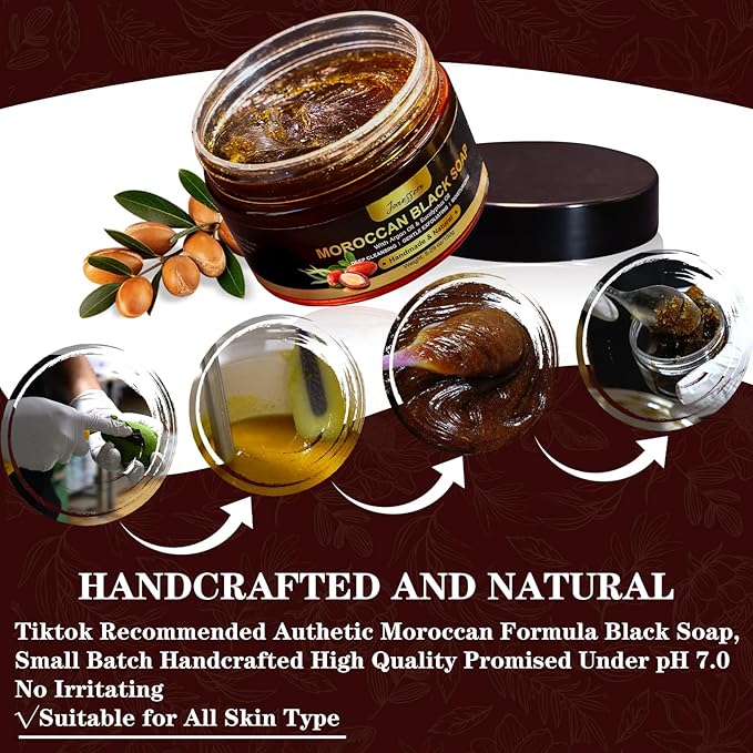 2 Pack Moroccan Black Soap Hammam, Morocco Body Scrub - Image 6