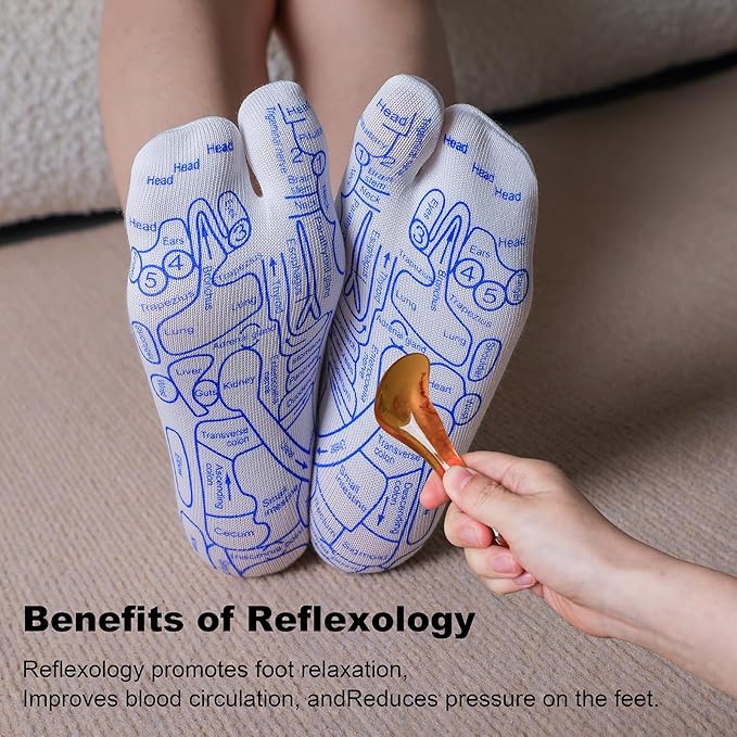 2 Pairs Reflexology Socks with Beginner Acupoint Massage Tools Set of 5 - Image 4