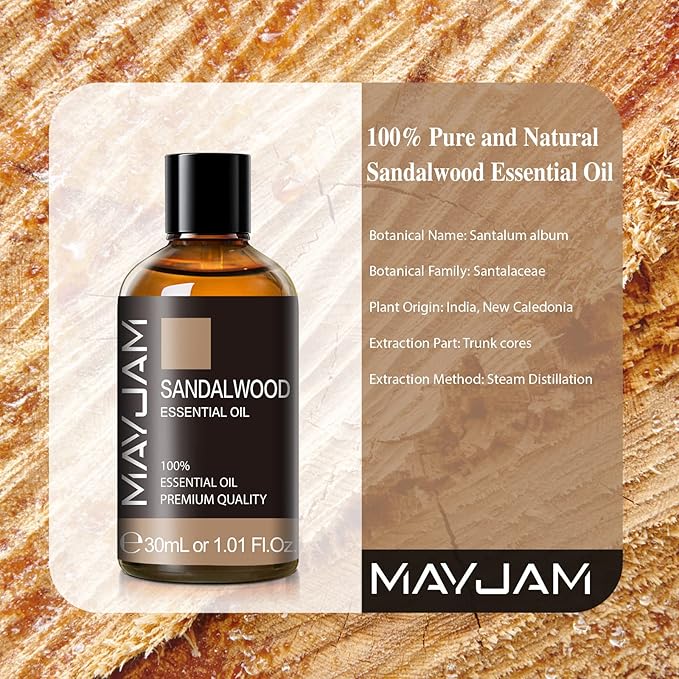 Sandalwood Essential Oil 1.01FL.OZ, MAYJAM Premium Aromatherapy Sandalwood Oil - Image 3